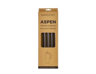 GROSCHE Aspen 40 oz 5 pack spare plastic straws- Graphite Black