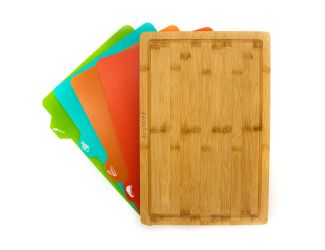 Bamboo 5pc Cutting Board, 4 Muti-colored inserts, 16.5x11.8x1.1"