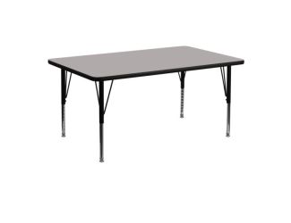 24"W x 48"L Rectangular Grey HP Laminate Activity Table with Adjustable Legs
