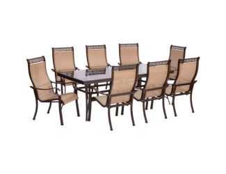 Monaco 9-Piece Dining Set with Eight Stationary Dining Chairs and an Extra Long 42 In. x 84 In. Glas