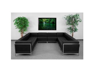 Black LeatherSoft Modular U-Shape Sectional Configuration, 10 Pieces