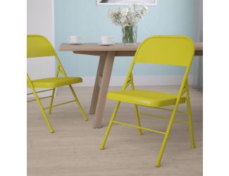 Twisted Citron Triple Braced & Double Hinged Metal Folding Chair - Event Chair