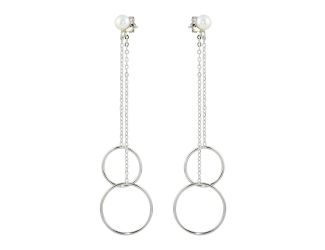 PARIKHS Rhodium Plated Dangling Hoop Earring in 925 Sterling Silver