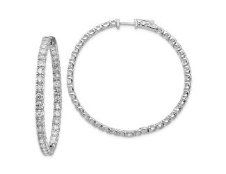 14K White Gold Spotlight Lab Grown Diamond Round Hoop w/Safety Clasp Earrings.725ctw