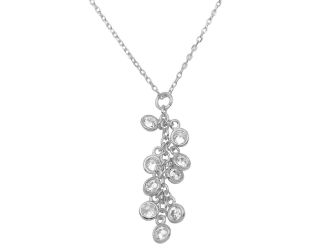 PARIKHS Rhodium Plated Multi CZ Drop Necklace in 925 Sterling Silver