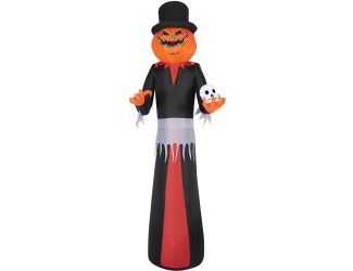 12-Ft. Tall Pre-lit Inflatable Jack-O-Lantern Man with Top Hat and Skull