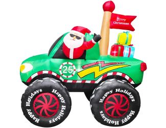 6-Ft. Tall Prelit Santa in Monster Truck Inflatable