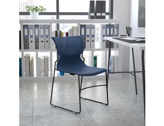 Home and Office Navy Full Back Stack Chair with Gray Frame - Guest Chair