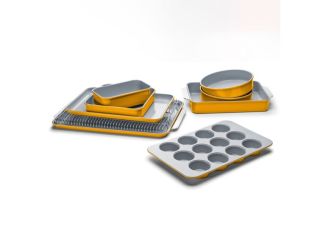 11pc Non-Toxic Nonstick Ceramic Mega Bakeware Set Marigold