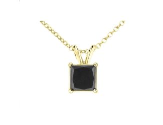 PARIKHS Black Princess cut Soliatire Diamond Pendant 14k Yellow Gold 0.15ct