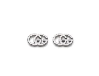 GG Tissue White Gold Stud Earrings
