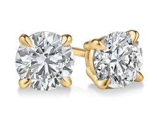 PARIKHS Round Popular Diamond  Stud 10K Yellow Gold 0.08ct IJK Color,I2 Clarity