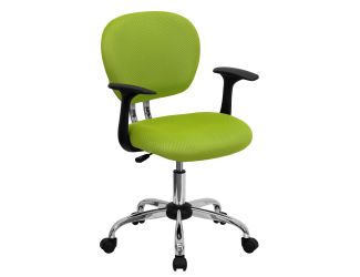 Mid-Back Apple Green Mesh Padded Swivel Task Office Chair w/ Chrome Base & Arms