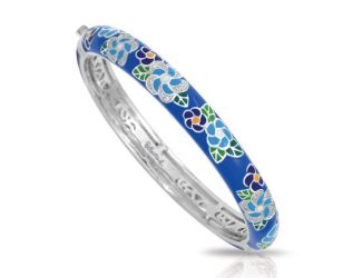 Belle Etoile Round Cubic Zirconia studded Blue Background Melia Bangle - 925 SS-Medium size