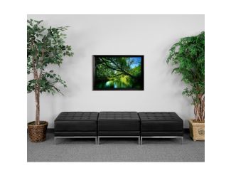 Black LeatherSoft Backless Three Seat Bench w/Integrated Stainless Steel Legs