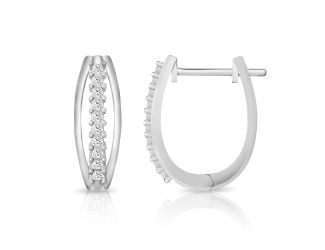PARIKHS Princess cut Diamond Hoop Earring in 14K White Gold 0.30ct, Color-IJ, Clarity-VS2 SI1