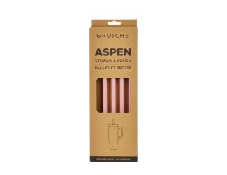 GROSCHE Aspen 40 oz 5 pack spare plastic straws - Rose Pink