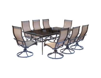 Monaco 9-Piece Dining Set with Eight Swivel Rockers and an Extra Long 42 In. x 84 In. Dining Table