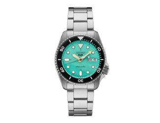 Men's Seiko 5 Sports SKX Mid-Size Silver-Tone Stainless Steel Watch Green Dial