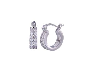 PARIKHS Rhodium Plated Round Clear CZ Huggie Earring in 925 Sterling Silver