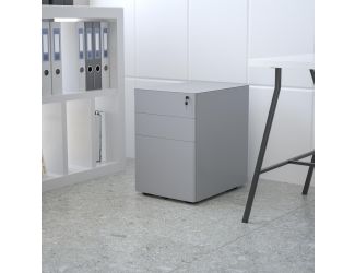 Modern 3-Drawer Mobile Locking Filing Cabinet Storage Organizer-Gray