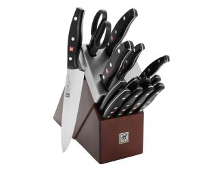 TWIN Signature 15pc Self-Sharpening Knife Block Set Brown Ash