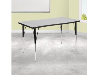 28"W x 47.5"L Rectangle Wave Collaborative Grey Adjustable Height Activity Table