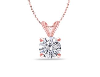 Bright White Round Lab Grown Diamond Pendant in 14K Rose Gold 0.50ct, Color-FG, Clarity-VS