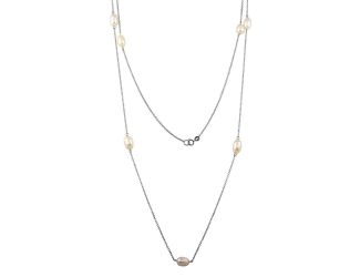 PARIKHS Rhodium Plated Fresh Water Pearls Necklace in 925 Sterling Silver