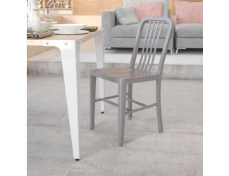 Silver Metal Indoor-Outdoor Chair - Kitchen Chair - Restaurant Seating