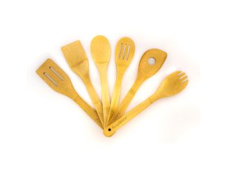 Bamboo 5pc Utensils Set 11.8x2.4", Natural