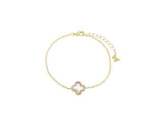 Pave Outlined Four Leaf Clover Bracelet Size 7"