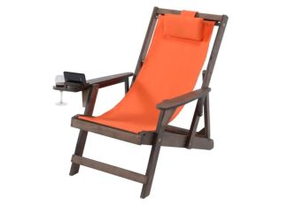 Romantic Collection - Canvas Sling Chair w/Beverage Holder - Dark Brown, Orange