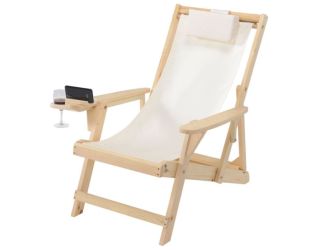 Romantic Collection - Canvas Sling Chair w/Beverage Holder - Beige