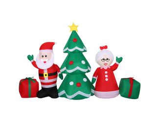 7.5-Ft. Wide Prelit Santa and Mrs. Claus by Christmas Tree Inflatable