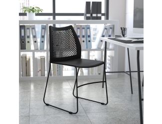 Home and Office Navy Sled Base Stack Chair with Air-Vent Back - Guest Chair