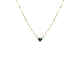 Mini Pave Gemstone Pendant Necklace Size 17"