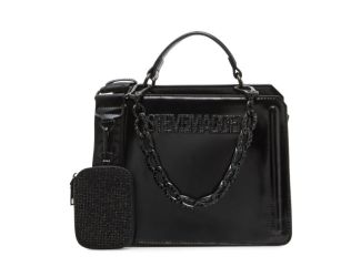 BEVELYN Top Handle Satchel - Black Rhinestone