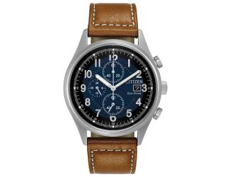 Men's Chandler Eco-Drive Watch, Distressed Brown Strap with Blue Dial