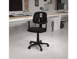 Flash Fundamentals Pivot Back Black Mesh Swivel Task Office Chair with Arms
