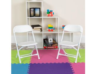 2 Pack Kids White Plastic Folding Chair with Textured Seat - Preschool Seating