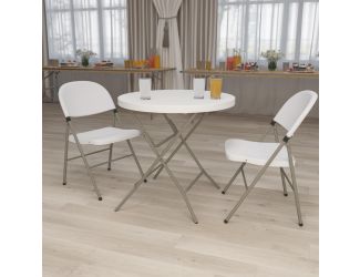 2.63-Foot Round White Plastic Folding Banquet and Event Table