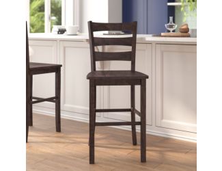 Commercial Grade Wooden Bar Height Stool in Gray Wash, Set of 2 Walnut