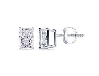 Bright White Pristine Radiant Lab Grown Diamond Screwback Stud in 14K Rose Gold 1.00ct, GH, VS