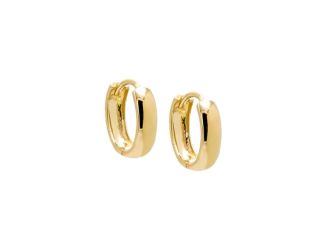 Solid Rounded Wide Huggie Earring 14K Size 11MM