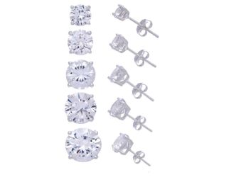 Sterling Silver Sapphire Earrings Set Size 5 Pairs