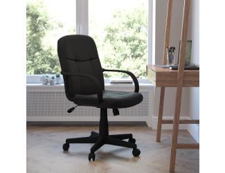 Mid-Back Black Glove Vinyl Executive Swivel Office Chair with Arms