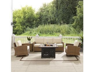 Bradenton 5Pc Swivel Rocker And Sofa Set W/Fire Table