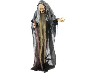 Life-Size Poseable Witch with Lights and Sound, Indoor/Covered Outdoor Halloween Decoration