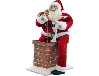 48-In. Music and Motion Santa Claus in the Chimney, Christmas Animatronic